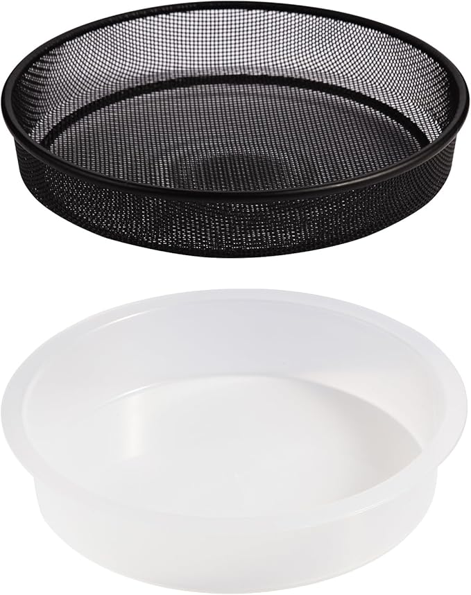 Plastic Round Bird Feeder Bowl and Metal Round Bird Feeder Tray,Wild Birds Seed Mesh Tray Bath Water Bowls Outdoor Accessory for Humming Feeder Station