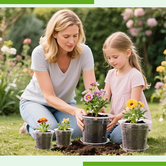 6 Inch Clear Nursery Pots with Drainage Trays, 15 Pack Plastic Pots for Plants, Clear Pot for Seed Starting, Transplanting, Succulents, and Indoor Gardening (6 inch)