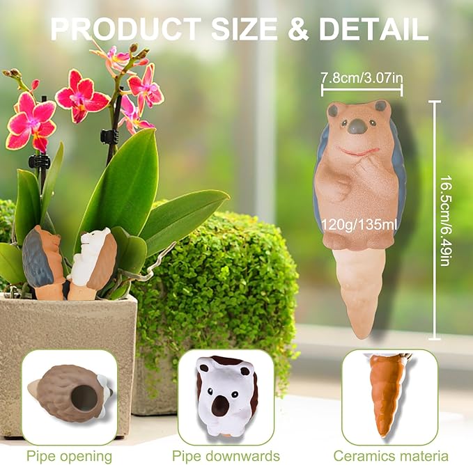 Self Watering Planter Insert Terracotta Watering Spikes Premium Plant Watering Devices Irrigation Dripper Self Watering Spikes Automatic Plant Accessories 4 Packs