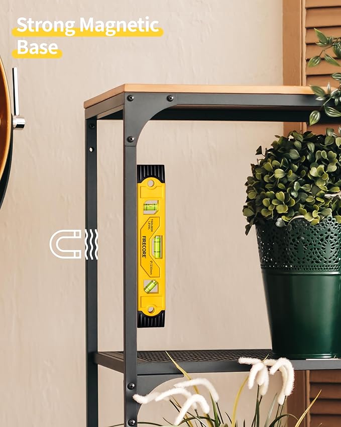 Torpedo Level Magnetic, Firecore 9 Inch Shockproof Small Leveler Tool with 3 Bubble Spirit Level 45 90 180 Degree, Construction Levelers for Hanging Pictures Install Shelf Home Renovation