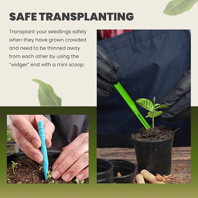 Dibby Seed Sowing Garden Tool Dibber Planter Transplanter – Sow Seeds at the Right Depth – Easily Transplant Delicate Seedlings (Little Dibby) Blue