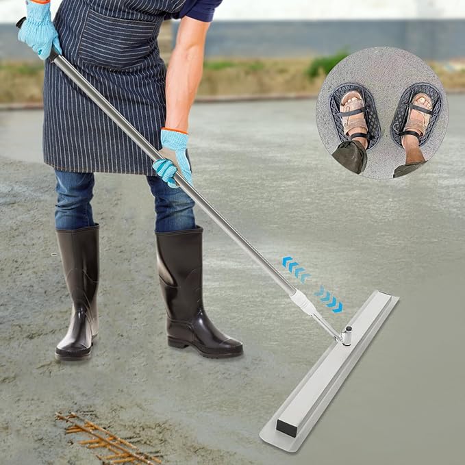 Bull Float Concrete Float, Concrete Trowel, Stainless Steel Leveling Tool, Adjustable 3.94-6.56ft Telescopic Pole for Smoothing Floors/Walls (31.5" Blade)