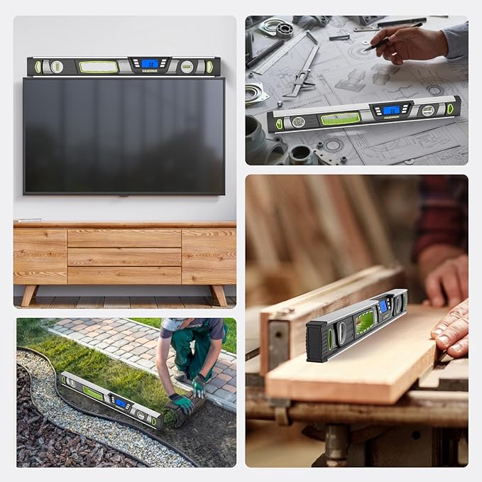 Huepar 48-Inch Digital Level, Professional Smart Precision Torpedo Level Tool, Bright LCD Display, Audible Alerts, Magnetic Bottom, IP54 Dust Water Resistant, with Carrying Case