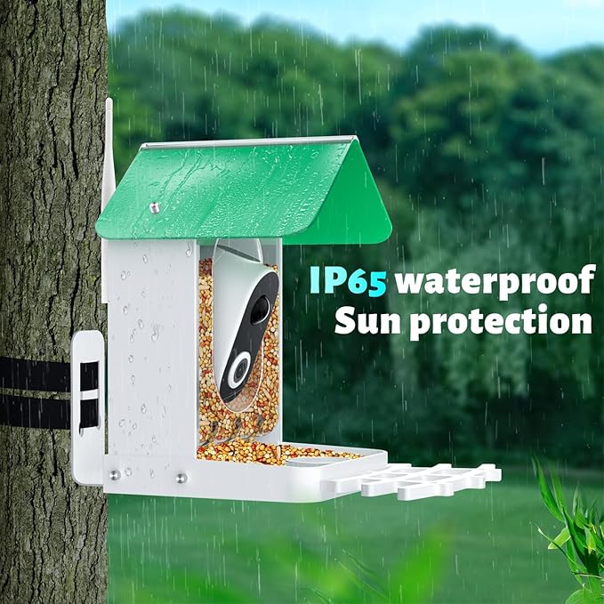 Smart Bird Feeder Camera AI Identify 8000+ Birds,Auto Capture Videos & APP Notify Video Camera for Bird Lovers-Ideal Gift for Family
