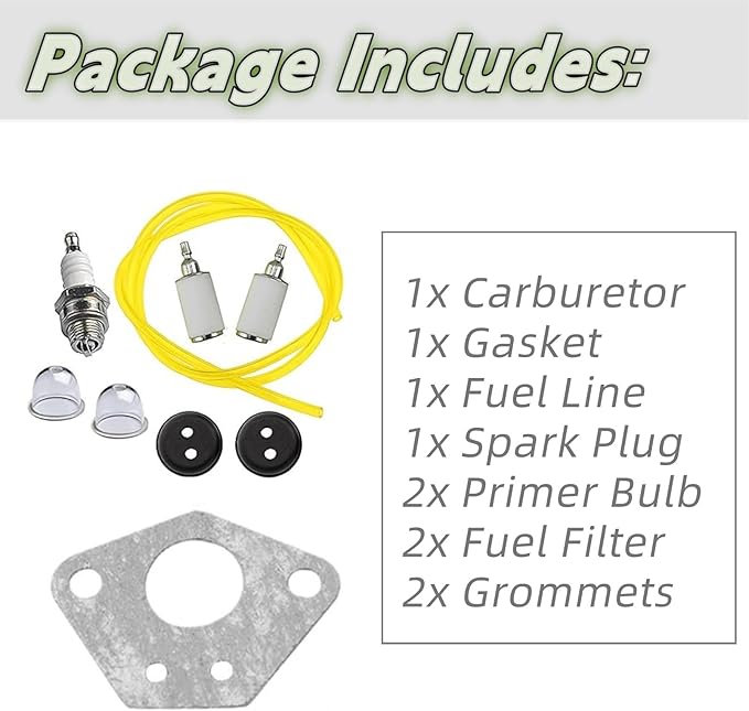 300486 Carburetor Fits for Earthquake E43 E43WC E43CE Auger MC43CE MC43 MC43E MD43 Tiller Cultivator Dethatcher WE43 WE43E Southland SCV43 SEA43 Powermate Edger PEA438 51.7CC 2 Cycle Carb Tune Up Kit