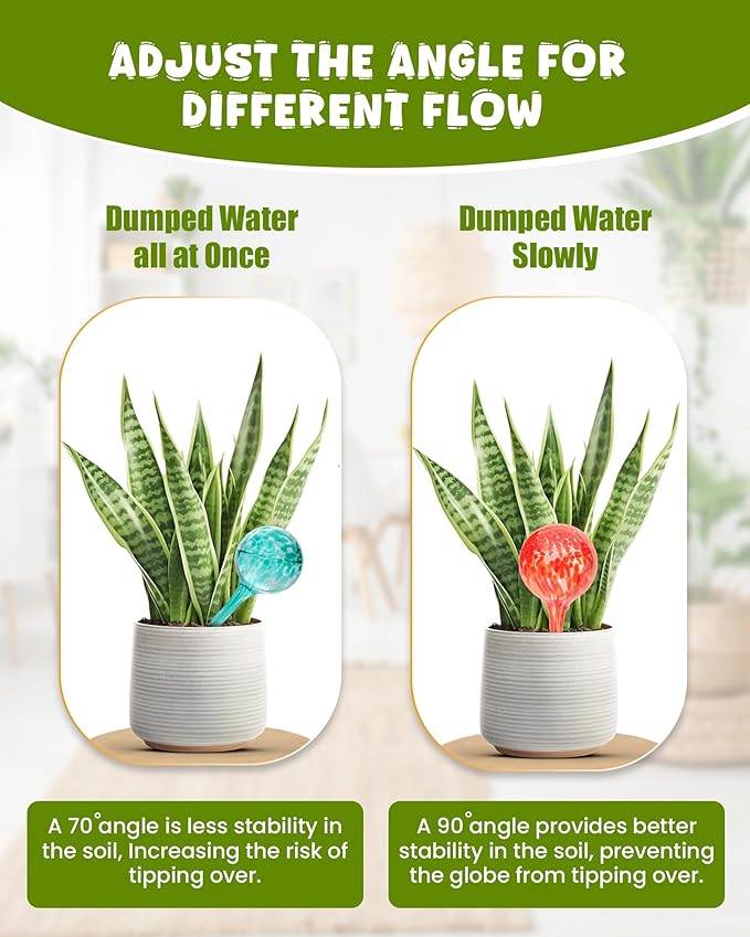 Iridescent Self Watering Globes, Glass Rainbow Plant Watering Globes, Self Watering Planter Insert, Automatic Plant Waterer Indoor (Large-6 Pcs Multi-Color)