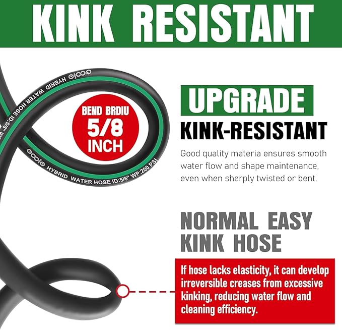 Heavy Duty Garden Hose 6ft, NON-EXPANDABLE Flexible Water Hose, Kink Resistant Lightweight Hybrid Hose, Leakproof Hose Male to Female Fittings