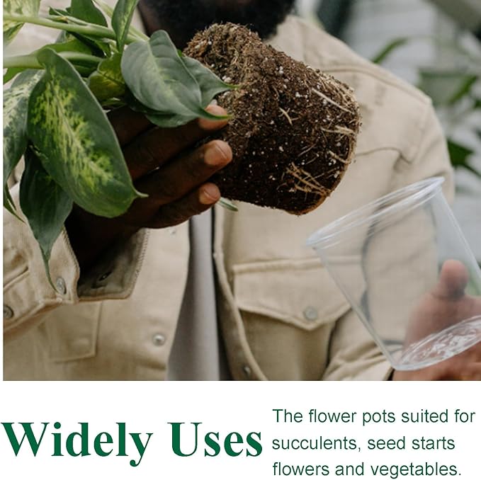 30 Packs Clear Nursery Pots with Drainage Hole 6.7 Inch Clear Pots for Plants Succulent Plant Pots Set Plastic Seedling Starting Pots Flower pots Planter Seed Starter, Clear