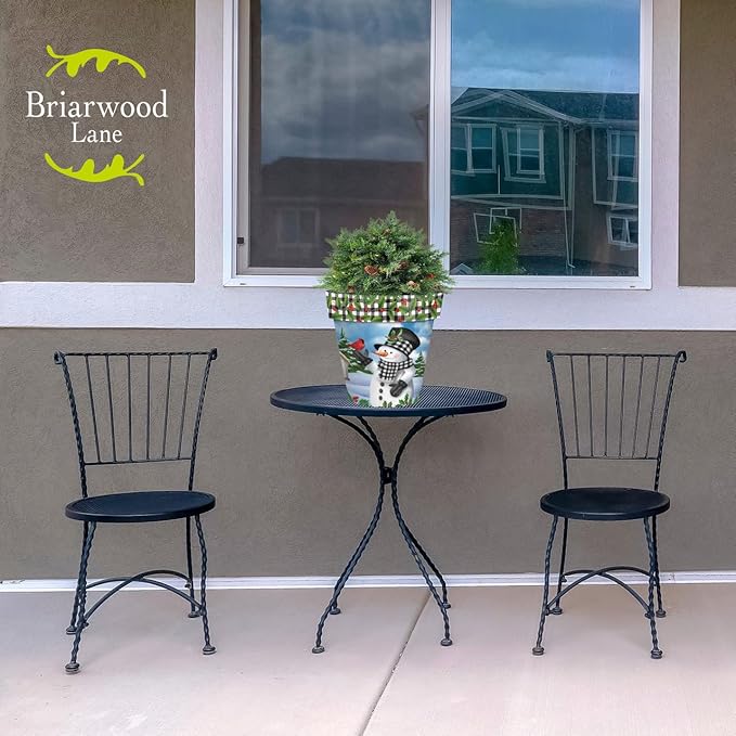 Briarwood Lane Checkered Snowman Medium Planter