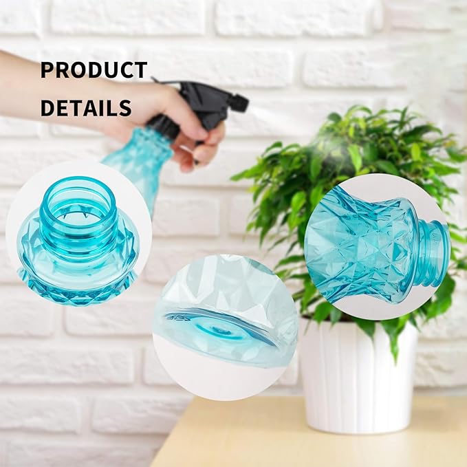 2 Pcs Spray Bottles, 500 ml/17 oz Empty Water Spray Bottles, Plastic Reusable Adjustable Mist Sprayer Squirt Bottles Containers Refillable for Cleaning Solutions, Gardening, Plants (Blue)