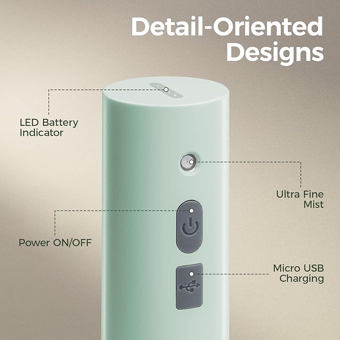 Bamworld Rechargeable Battery Powered Sprayer Electric Spray Bottle 750ml Continuous Mist Sprayer for Plants Cleaning Hairstyling Gardening USB Fast Charging Indoor Outdoor Use Hands-Free Green