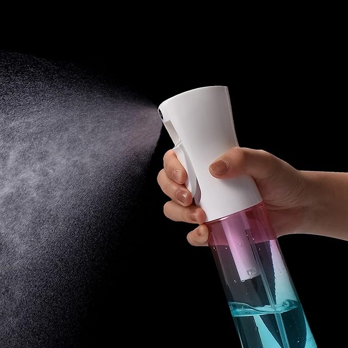 (2 Packs) Hair Spray Bottles, Continuous Water Mister Spray Bottle Empty for Hairstyling, Skin Care, Cleaning and Plant Spraying, 300ml/ 10 Oz (ORANGE+BLUE)