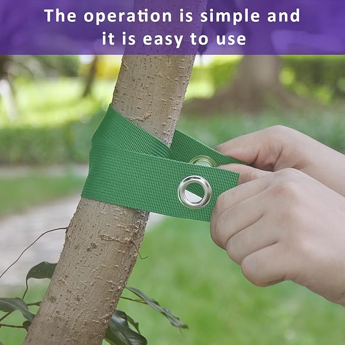 Tree Straps for Staking, 8 PCS Tree Support Straps for Newly Planted Saplings and Hurricane Protection, Tree Straightening Ties Green