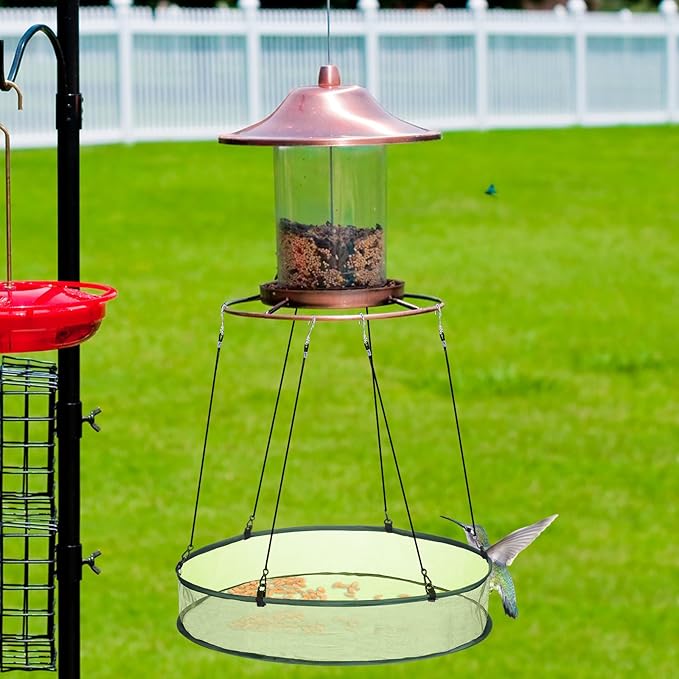 Universal Wild Bird Seed Catcher Hanging Hoop Platform Bird Seed Catcher Tray for Hummingbird Feeders Bee Feeder Outdoor Garden Accessories(2 Pieces,24 Inch)