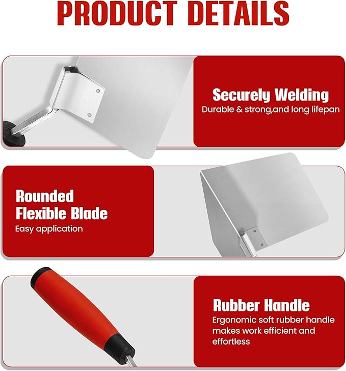 Drywall Corner Trowel 2 PC,SUMED 4'' Inside & Outside Stainless Steel Corner Finishing Tools for Drywall, Perfect for Smoothing and Shaping Corners, Ideal for DIY and Professional Use