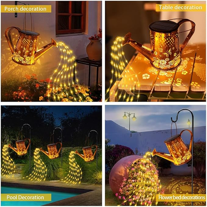 Solar Watering Can Lights, Unique Gardening Owl Gifts for Christmas Mom Women Grandma Birthday, Waterproof Large Hanging Solar Lantern for Outdoor Garden Patio Yard Pathway