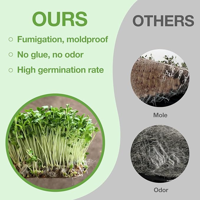 10 Pack 1020 Seed Starting Trays with 12 Hemp Grow Mats - Extra Thick Microgreens Growing Kit, 21 x 11 x 2.5 Inch Plant Trays with Hydroponic Grow Pads for Wheatgrass, Sprouts, Organic Gardening