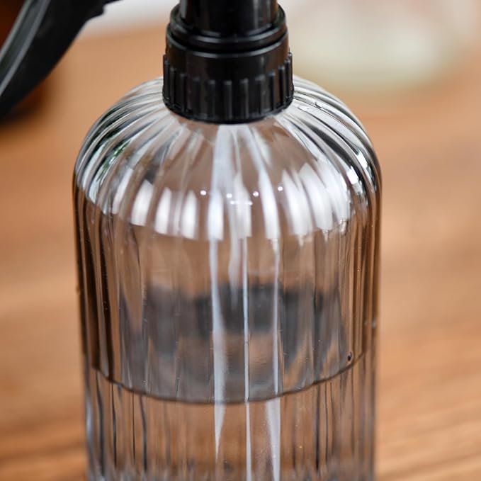 Handheld Glass Spray Bottle- 16 oz with Adjustable Nozzle for Watering Indoor and Outdoor Potted Plants and Greenery and More, 2.8 x 8.2in (grey)