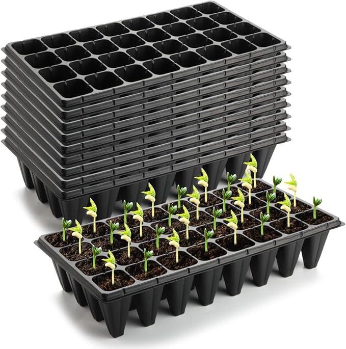 10 Pack 32 Cell Seed Starter Trays - Extra Deep 4.33" Plastic Nursery Trays, 20" x 10"，Fits Standard 1020 Flats