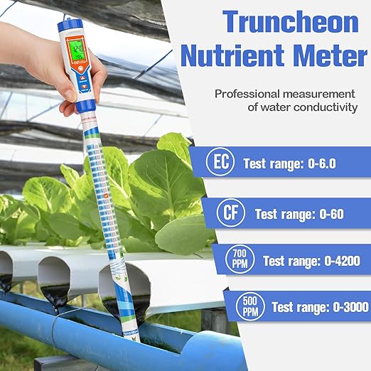 Truncheon Nutrient Meter for Hydroponic Digital Conductivity Tester for Water EC and TDS Meter with EC CF 500ppm 700ppm for Indoor Plant Grow Hydro Reservoir Tank Aeroponic Garden