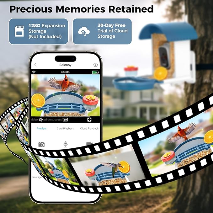 Bird Feeder with Camera, Smart Birdfeeder with Solar-Powered, 5MP AI Identify Birds 11000, Night Vision, Auto Record Video,Instant Notifications, Bird Feeders for Outdoors Yard with Water Bowl