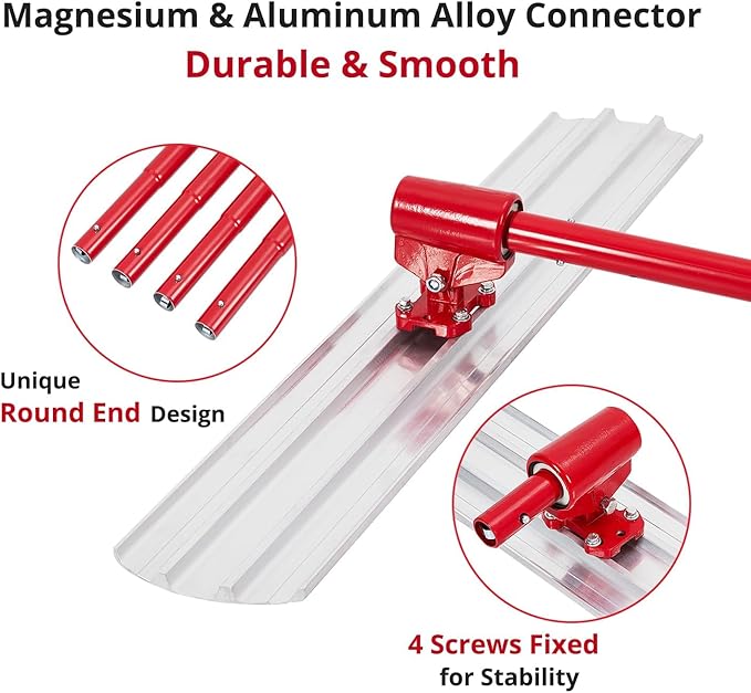 Bull Float Concrete Tool, Concrete Bull Float, 36 in x 8 in Magnesium Aluminum Concrete Float with 4 Combinable Handles, Trowel with Carrying Aid, Concrete Bull Float Kit for Concrete Finishes
