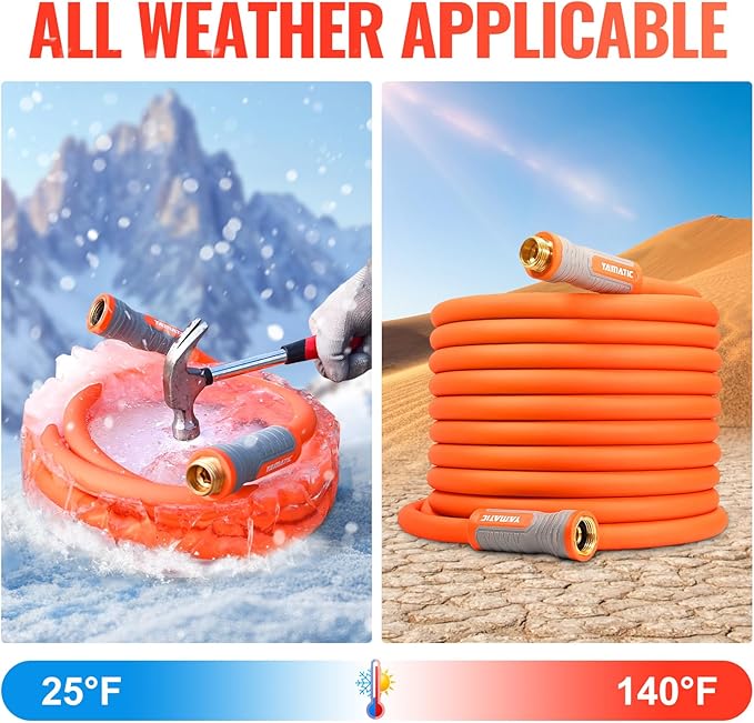 YAMATIC Garden Hose 5/8 in x 30 ft, Ergonomic Swivel Fittings, Burst 600 PSI, Heavy Duty, Flexible and Lightweight Water Hose with 2 Set Quick Connect