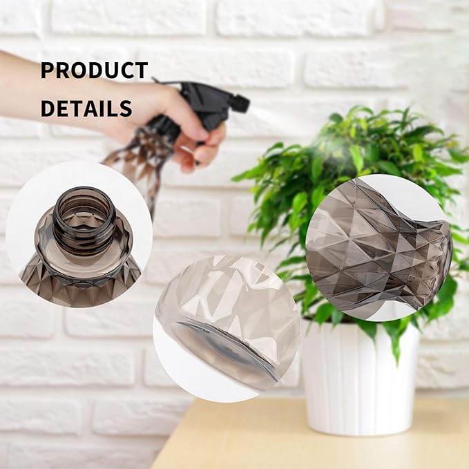 2 Pcs Spray Bottles, 500 ml/17 oz Empty Water Spray Bottles, Plastic Reusable Adjustable Mist Sprayer Squirt Bottles Containers Refillable for Cleaning Solutions, Gardening, Plants (Grey)