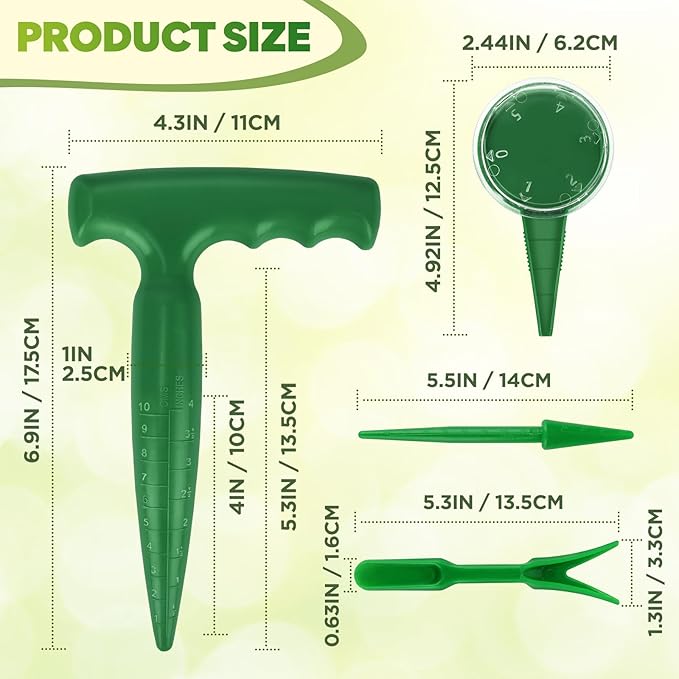 Seed Planter Tool, 6.9" Dibber Garden Tool, Plastic Dibbler Tools for Planting, Seed Dispenser, Bulb Digger Garden Planter for Sowing Seeds, Bulbs, Digging (with Widger and Dibber)