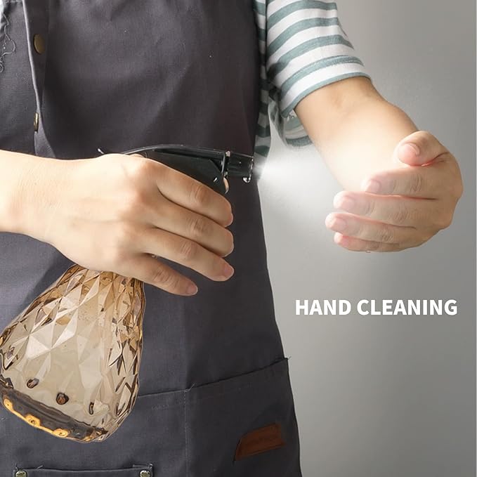 2 Pcs Spray Bottles, 500 ml/17 oz Empty Water Spray Bottles, Plastic Reusable Adjustable Mist Sprayer Squirt Bottles Containers Refillable for Cleaning Solutions, Gardening, Plants (Brown)