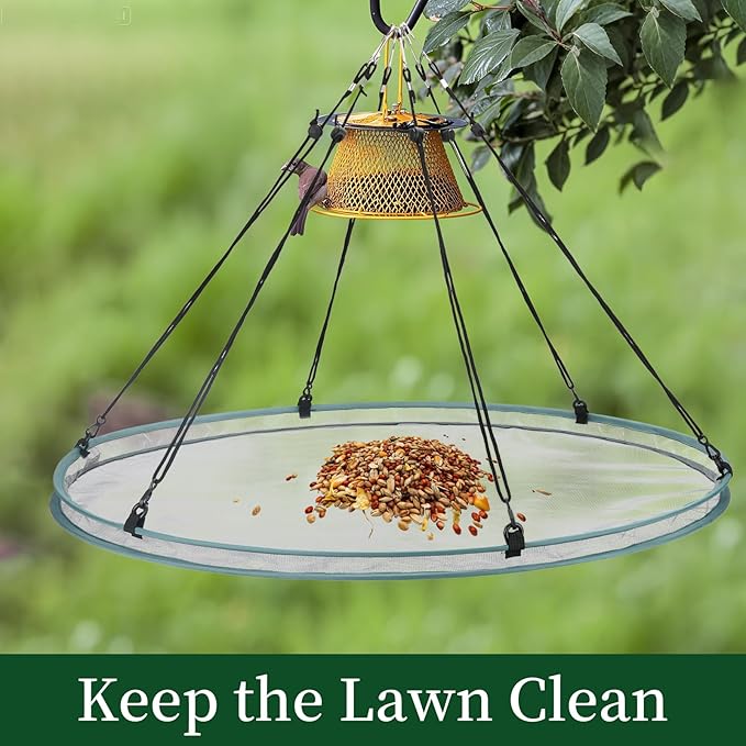2 Pack Bird Seed Catcher Trays for Hanging Bird Feeder Platform 30" Seed Catcher for Hummingbird Feeders with Adjustable Hanging Hoop for Outdoor Garden