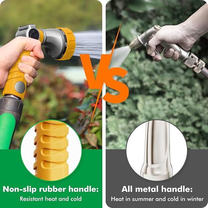 RESTMO Heavy Duty Hose Nozzle, Metal Garden Water Hose Sprayer with 7 Watering Patterns, Thumb Control, On Off Valve, High Pressure Nozzle Sprayer for Watering Plants, Car and Pet Washing, Yellow
