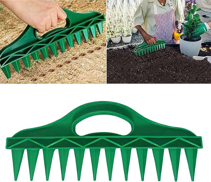 7PCS Mini Handheld Seed Spreader Set with Adjustable Speeds and 12-Hole Dibber Tool, Multifunctional Sowing Seeds Dispenser Planter Kit for Lawn Garden Farm Yard