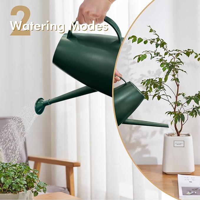 Watering Can for Indoor Outdoor Plants, Modern Small Watering Cans with Removable Nozzle, Long Spout Watering Can for Indoor Bonsai Plants Garden Flowers 1/2 Gallon 1.8L 60OZ (Dark Green)
