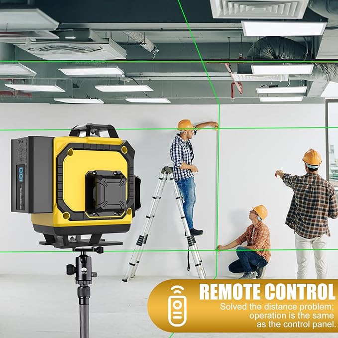 16 Laser Level with 1M Tripod, 4x360° Laser Line, Green Cross Line Laser with Tripod Self-Leveling, Lazer Leveler Tool for Picture Hanging laserpower<1mW, 2 Batteries