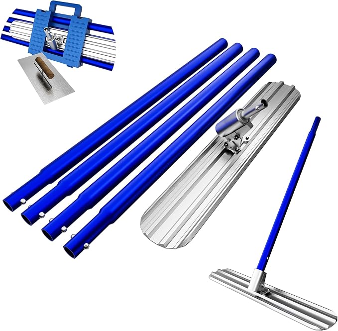 Bull Float Concrete Tools,48’’×8’’ Magnesium Aluminum Alloy Concrete Float with 4 Combinable Handles,Concrete Bull Float with Carrying Toolbox,Trowel,Concrete Bull Float Kit for Concrete Finishing