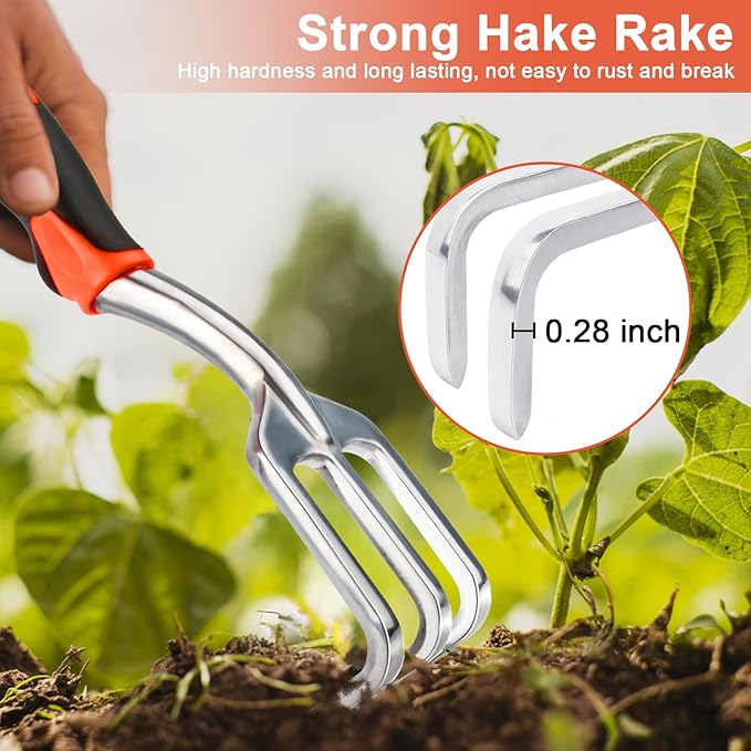 Hand Rake Garden Tool, Heavy Duty Hand Cultivators for Gardening, Small Garden Claw Tool Garden Handrake with Ergonomic Handle, Weed Rake Cultivator Tool for Cultivating, Loosening, Weeding