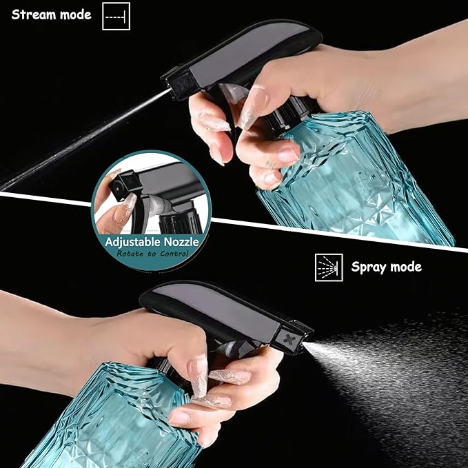 Glass Plant Mister Bottle, 15oz Refillable Water Bottle Spray, Handheld Water Spray Bottle with Reusable Adjustable Mist Nozzle for Indoor Flowers, Outdoor Gardening, Cleaning, Hair & Pets Care (Blue)