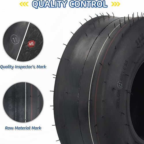 (2 Pack) 11x4.00-5 Tubeless Zero Turn Mower Tires, Riding Lawnmower Smooth Tread, 4 Ply