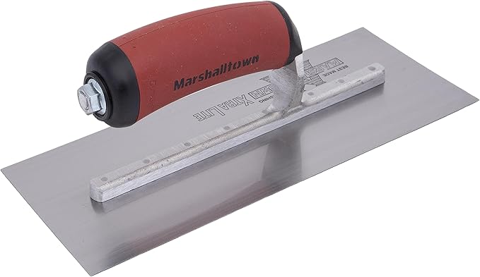 MARSHALLTOWN Finishing Trowels, DuraSoft Handle, 267mm Length, 114mm Width, Curved Handle Style, High Carbon Steel Blade, Made in The USA, MXS91D