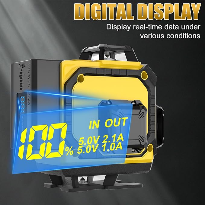 16 Laser Level with 1M Tripod, 4x360° Laser Line, Green Cross Line Laser with Tripod Self-Leveling, Lazer Leveler Tool for Picture Hanging laserpower<1mW, 2 Batteries