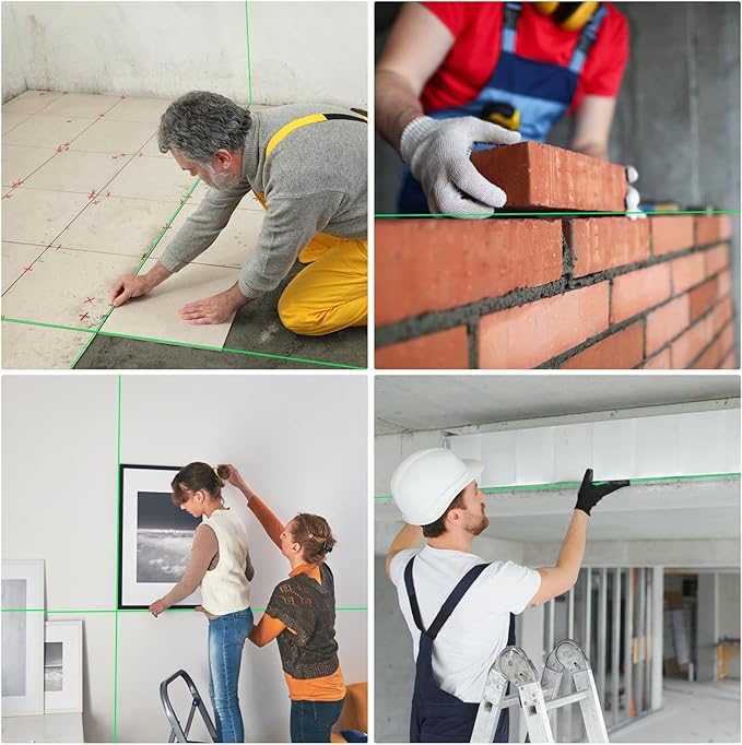 16 Line Laser Level 360 Self Leveling,Professional 4x360°Green Cross Line laser Level Tool for Construction and Picture Hanging,lazer leveler tool with 2 Batteries,Magnetic Bracket & Remote Control