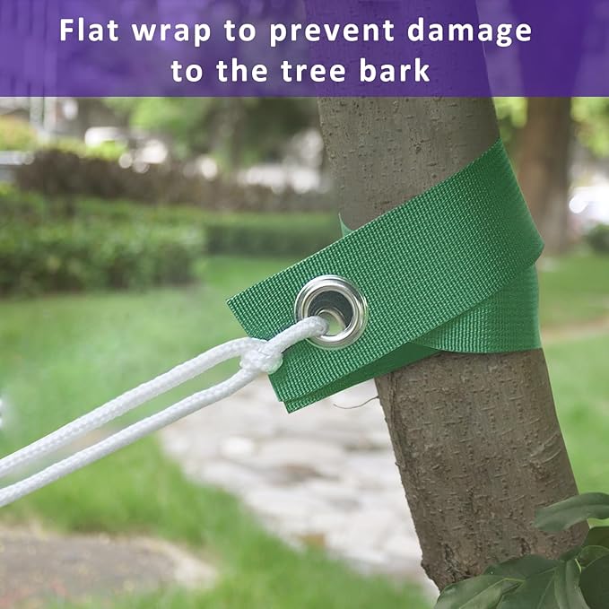 Tree Straps for Staking, 8 PCS Tree Support Straps for Newly Planted Saplings and Hurricane Protection, Tree Straightening Ties Green