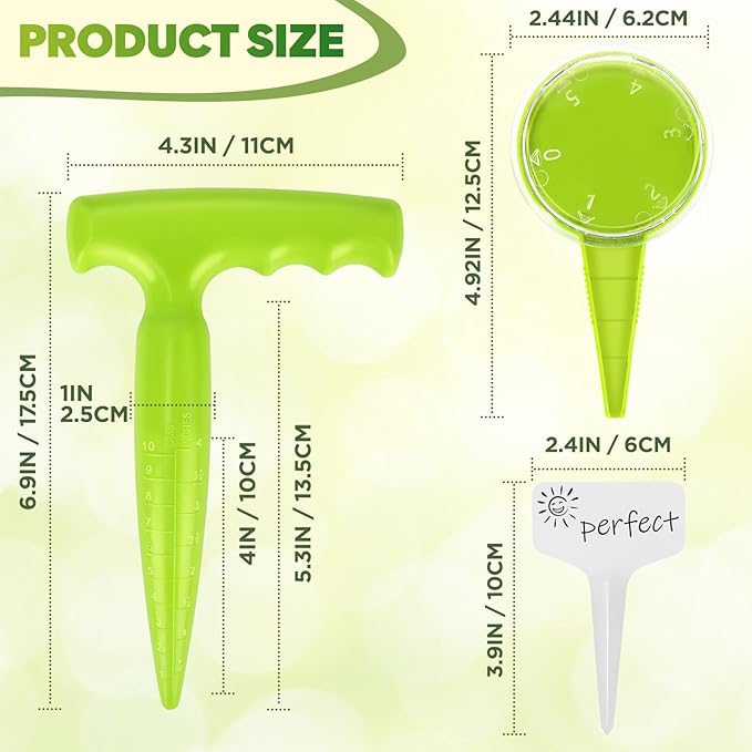 Seed Planter Tool, 6.9" Dibber Garden Tool, Plastic Dibbler Tools for Planting, Seed Dispenser, Bulb Digger Garden Planter for Sowing Seeds, Bulbs, Digging (with Plant Labels)