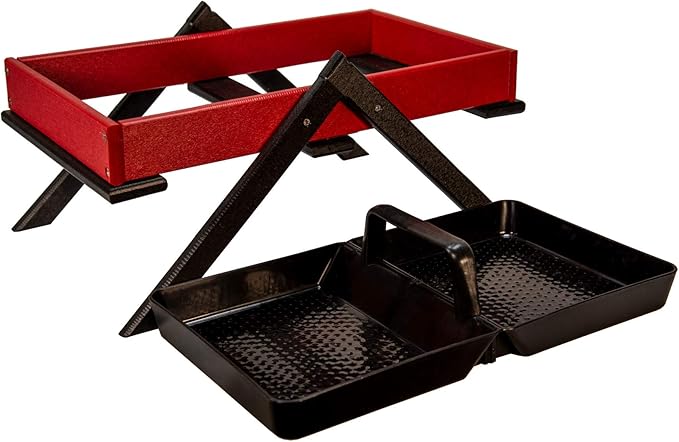 JCs Wildlife Removable Tray Ground Bird Feeder - Platform Bird Feeder - Holds 8 Cups of Seed (Large, Cardinal Red)