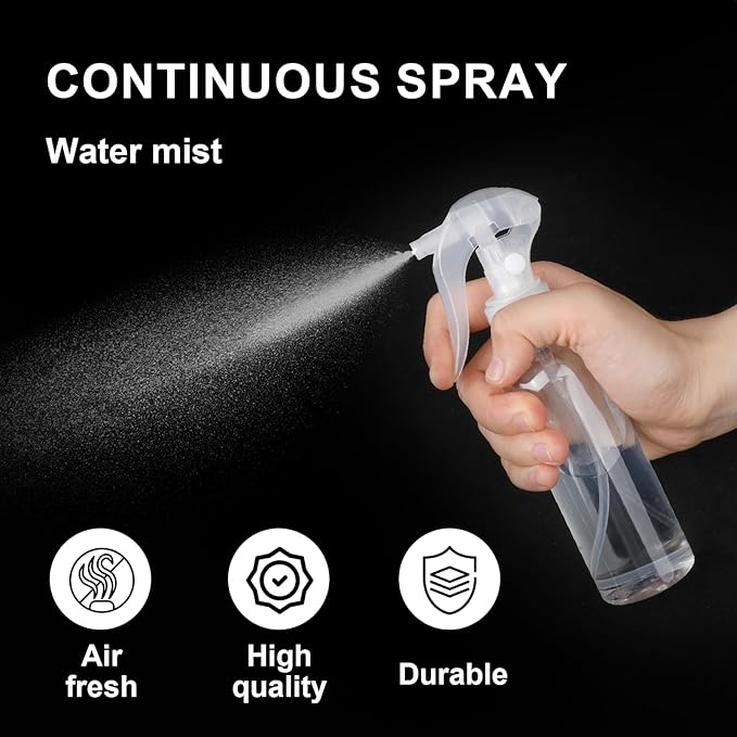 KALIONE 2 Pcs Small Spray Bottles 3.5oz/100ml Mist Continuous Spray Bottle for Essential Oils Water Squirt Reusable Liquid Container Mini Mister Spray Bottles with 2 Pcs Funnels and 16 Pcs Labels