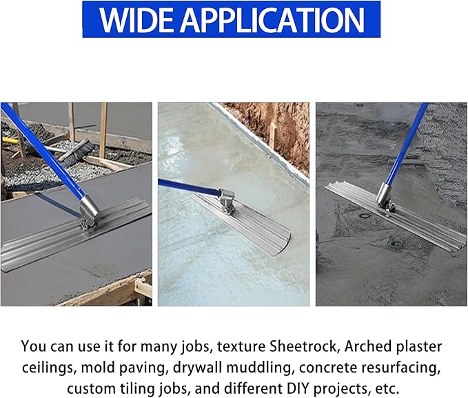 Bull Float Aluminum Magnesium Alloy Concrete Float 48"x8" Round End Board Kit trowel Tool Cement Tools Float Bracket Concrete Tools Finishing With 48" Handle x4 VOYAR