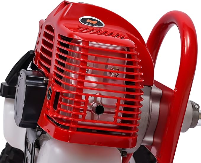 2 Stroke 49CC Gas Walk Behind Brush Cutter, Gas Powered Hand Push Lawn Mower, Brush Mower Gasoline Brush Broom Sweeping Machine, Gas Brush Cutter String Trimmer for Yard