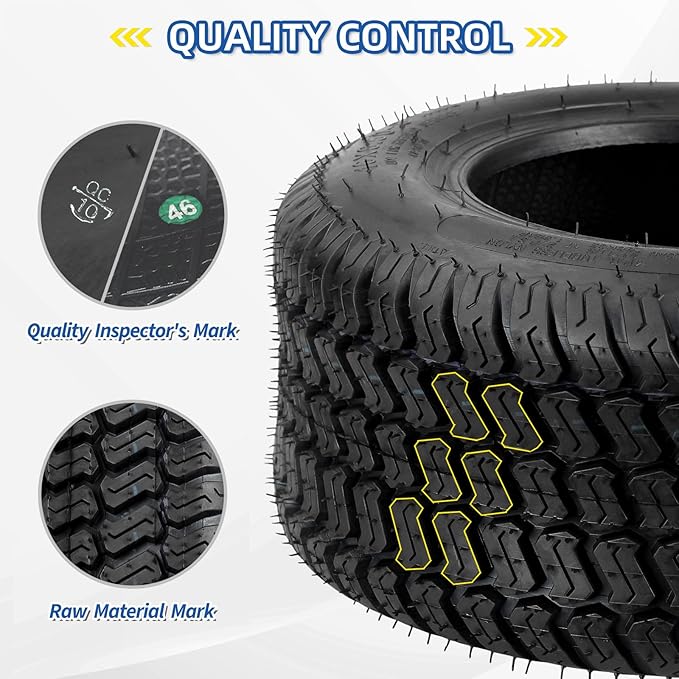 (2 Pack) 16x6.50-8 Lawn Mower Tubeless Tire, 16x6.5-8 for Tractor Riding Lawnmowers, 4 Ply, Turf-S Pattern