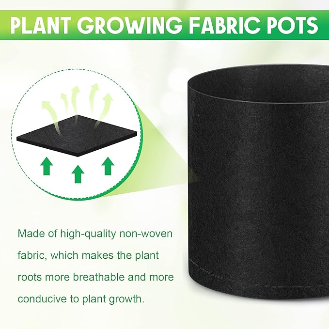 Nuanchu 50 Packs Grow Bags Small Aeration Fabric Pots Nonwoven Garden Bags Grow Pots Planter with 50 Pcs Plant Labels for Indoor Outdoor Plant Flower Planting Vegetable Growing (1 Gallon)